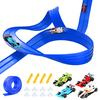 5-Meter Flexible Race Car Ramp Track Toy Set with Suction Cups Blue