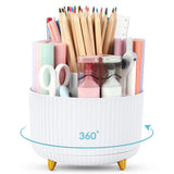 360 Degree Rotating Desk Organizer Dual-Purpose Pencil Pen Holder for Office School White