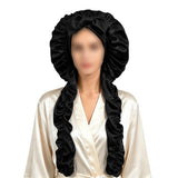 Double Layer Satin Bonnet for Long Hair Braids and Natural Hairstyles Black