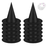 12Pcs Halloween Witch Hats – Wizard Costume Accessories with Nylon Rope