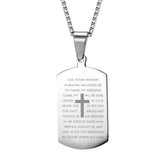 Stainless Steel Military Tag Necklace Bible Cross Pendant Silver