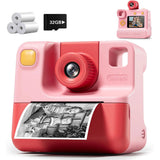 1080P Instant Print Camera Digital Video Cameras with Print Papers and 32GB TF Card Pink