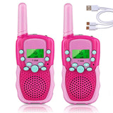 2Pcs Set Walkie Talkies for Kids 22 Channels 2-Way Walkie Talkie Toys for Camping Hiking Indoor Outdoor Rose Red