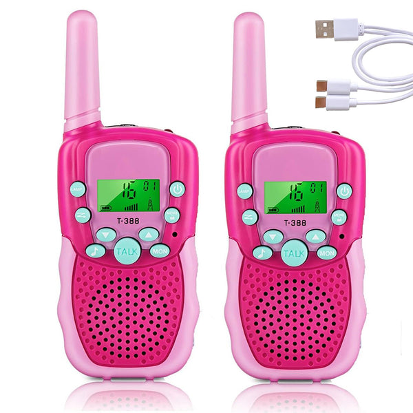 2Pcs Set Walkie Talkies for Kids 22 Channels 2-Way Walkie Talkie Toys for Camping Hiking Indoor Outdoor Rose Red