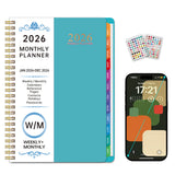 2026 Weekly and Monthly Planner Calendar Notebook with Stickers Green