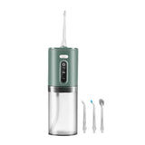 Cordless Electric Water Flosser Oral Irrigator Teeth Flosser Tooth Cleaner with 5 Nozzles Green