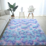 Cute Furry Pastel Rug Soft Fluffy Carpet for Living room Blue