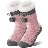 Non Slip Cabin Soft Fleece Socks For Womens Winter Warm Thick Thermal Cozy Plush Pink