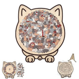 135-Piece Colored Cat-Shaped Wooden Jigsaw Puzzle with Stand for Cat Lovers Style 1