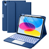 Keyboard Case with Touchpad and 7 Color Backlight Compatible With iPad 10th and 11th Gen Blue