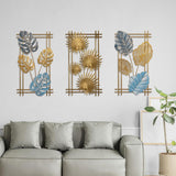 4Pcs 3D Metal Leaves Wall Art Decor Modern Hanging Wall Decoration for Home Hotel Office Mix Color