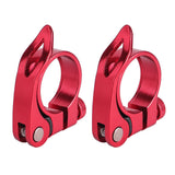 2PCS Bicycle Seat Clamp Alloy Quick Release Road Post MTB Bike Saddle Red