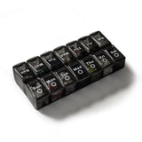 Pill Box Organiser 7-Day Weekly for AM PM Day Night Pill Case with 14 Compartments Black