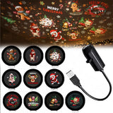 USB Powered Christmas Projector Light Moving Holiday Scene Projector with 4/10 Slides for Indoor Christmas Decorations
