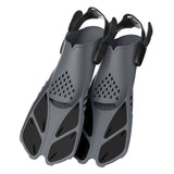 Pair of Snorkel Fins Diving Swim Fins Adjustable Open Heel Swimming Barefoot Flippers Black