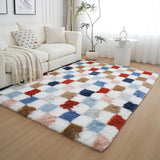 Modern Checkered Style Plush Rug Soft Area Rug for Bedroom Living Room Home Office Mixcolor
