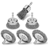 6 PCS Wire Brush for Drill Coarse Carbon Steel Crimping Wire Wheel Brush