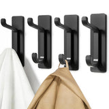 4 PCS Stainless Steel Double Adhesive Hooks with 3kg Capacity Black