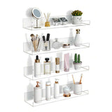 4PCS No Drill Acrylic Floating Shelves Wall Organizer for Bathroom Storage