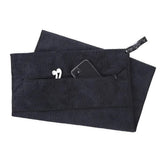120x50cm Microfibre Towel Quick Dry Gym with Pocket and Silicone Base Black