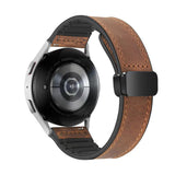 20mm Magnetized Leather Watch Band – Genuine Leather Strap for Samsung Huawei Xiaomi Dark Brown