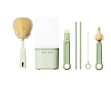 6 in 1 Travel Baby Bottle Brush Set with Portable Storage Case Green