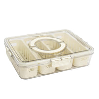 4-Compartment Snack Fruit Tray Divided Serving Tray Fresh-keeping Box with Lid and Handle