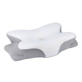 Adjustable Cervical Neck Pillow Ergonomic Memory Foam Pillow for Side Back Stomach Sleeper White and Grey