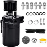 Oil Catch Breather Can Kit Universal Petrol Filter with Air Filter and Cleaning Balls Black