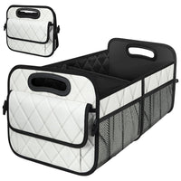 55L Foldable Car Trunk Organzier 6-Pocket Storage Box for Home Car Office White