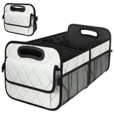 55L Foldable Car Trunk Organzier 6-Pocket Storage Box for Home Car Office White
