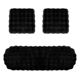3Pcs Faux Sheepskin Auto Seat Home Cushion Fur Pad Cover Warm Mat Black