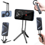 MagSafe Compatible Magnetized Phone Stand – Spring Clip with Foldable Mini Tripod