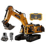 2.4G Remote Control Excavator 3 in 1 RC Digger with 3 Heads Yellow