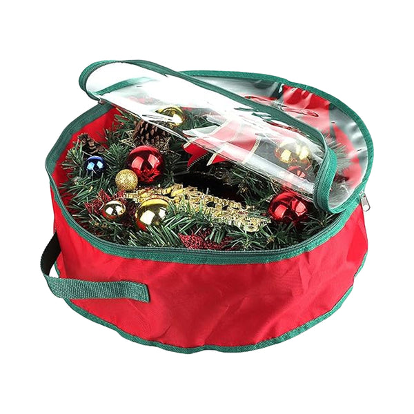 Christmas Wreath Storage Bag Xmas Garland Storage Container Organizer Red