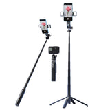 Bluetooth Selfie Stick Tripod LED Light Phone Holder Black