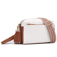Crossbody Purse for Women Zipper Cell Phone Handbag with Adjustable Guitar Strap White