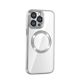 For iPhone 15 Series Magnetic Phone Cover Shockproof Plating Case Cover Silver