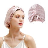 100% Silk Bonnet Sleep Cap for Women Hair Care Adjustable Knotted Turban Hat Pink