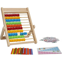Wooden Abacus for Kids – Math Counting Sticks Number and Alphabet Cards Educational Toy