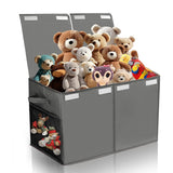 Foldable Toy Storage Organizer Box with Lid & Dividers Gray Small