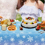 3Pcs Snowflake Tablecloth Blue & Purple Disposable Winter Table Cover for Xmas