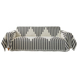 Reversible Sofa Couch Cover Boho Chenille Blanket Black