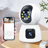 2.4GHz WiFi Security Camera Dual Lens HD Monitoring Camera with Color Night Vision
