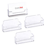 4Pcs Acrylic Business Card Holder for Desk Clear Plastic Business Cards Display Holders Stand