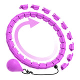 32-Section Weighted Hula Hoop Adjustable Fitness Hoop with Massage Rollers Detachable Exercise Hoop Purple
