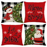 Set of 4 Christmas Pillow Covers Decorative Throw Covers for Sofa Home Decor Style 1
