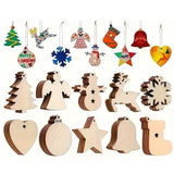 100Pcs Wooden Christmas Tree Decorations – Assorted Blank Shapes for Painting