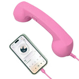Type C Wired Phone Handset Retro with Mic for Phones and Computers Pink