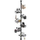 6 Tier Shower  Organizer Tension Pole Rustproof  for Bathroom Organizers and Storage Black